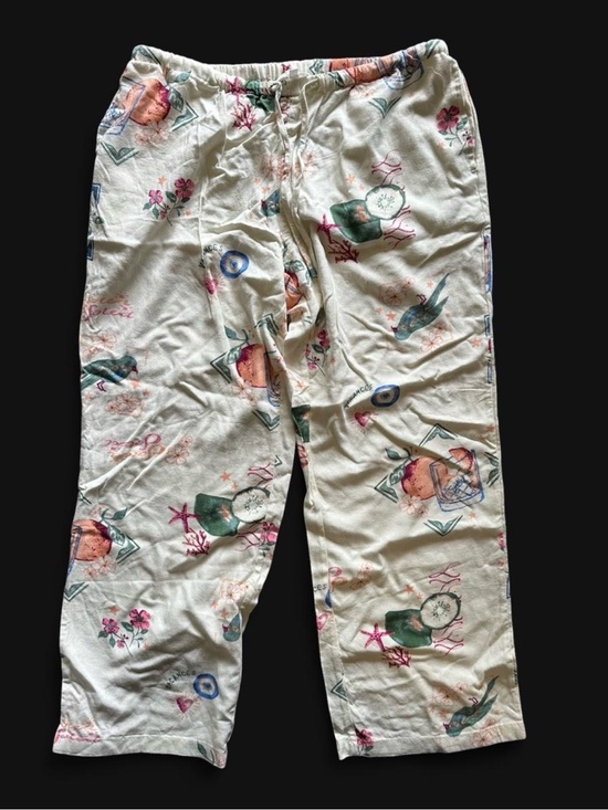 Cali1850 Pants - Cream Printed Casual Lounge Pants with drawstring Waist
